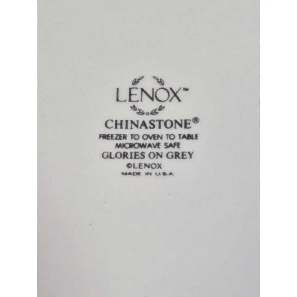 Lenox Glories on Grey Chinastone 2 Qt Covered Casserole Dish Lid USA 9 5/8